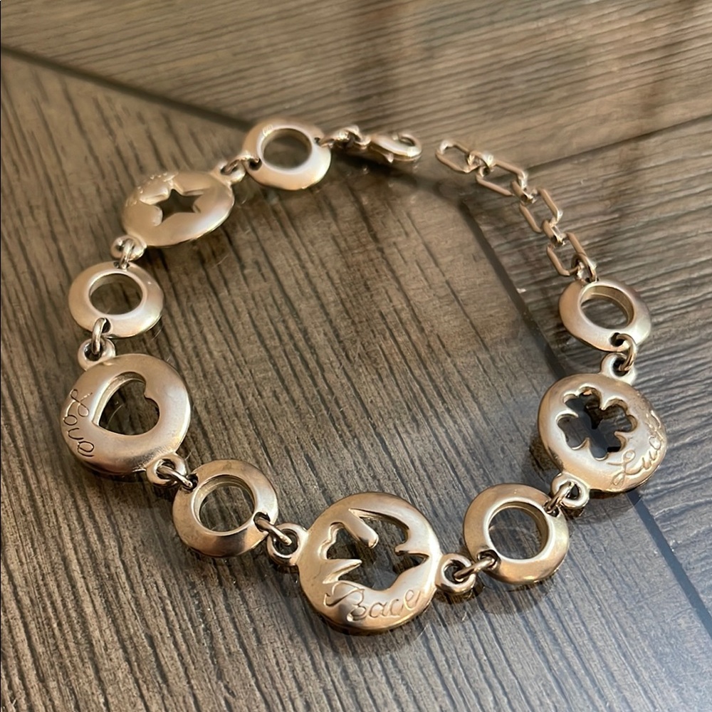 Hope Love Peace & Luck Circle Link & Cut Out Bracelet